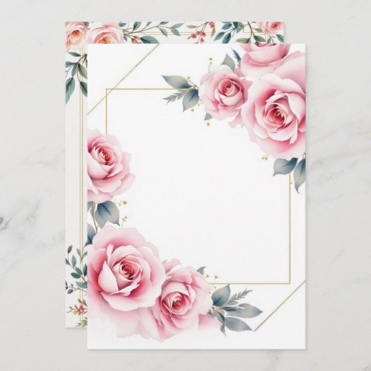 Élégant Faire-part de mariage Floral (Devant / Derrière)