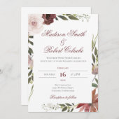 Élégant Faire-part de mariage Floral (Devant / Derrière)