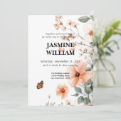 Élégant Faire-part de mariage Floral (Debout devant)