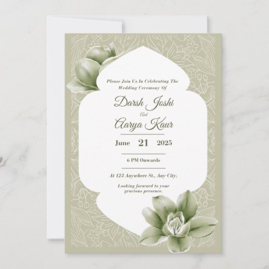 Élégant Faire-part de mariage floral (Devant)