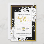 Élégant Faire-part de mariage Floral À Main | Bla (Devant)