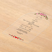 Élégant Faire-part de mariage floral acrylique ave (Poser)