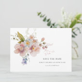 Élégant Faire-Part de mariage floral aquarelle ros (Debout devant)