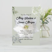 Élégant Faire-part de mariage floral avec appel bl (Debout devant)