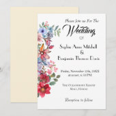 Elégant Faire-part de mariage Floral avec Aquarell (Devant / Derrière)