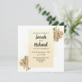 Élégant Faire-part de mariage floral avec code QR (Debout devant)