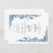 Elégant Faire-part de mariage Floral avec Or (Devant / Derrière)