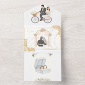 Élégant Faire-part de mariage Floral Beige (À l'intérieur)