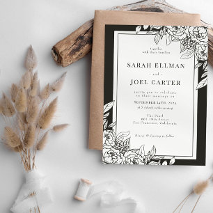 Élégant Faire-part de mariage floral blanc