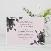 Élégant Faire-part de mariage floral blanc et gris (Debout devant)