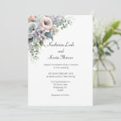 Élégant Faire-part de mariage floral blanc rose (Debout devant)