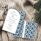 Elégant Faire-part de mariage Floral bleu