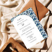 Elégant Faire-part de mariage Floral bleu