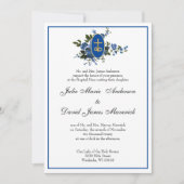 Élégant Faire-part de mariage Floral Bleu (Devant)