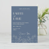 Élégant Faire-part de mariage Floral Bleu (Debout devant)