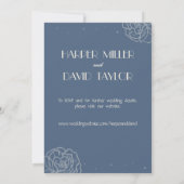 Élégant Faire-part de mariage Floral Bleu (Dos)