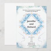 Elégant Faire-part de mariage floral bleu marine (Devant / Derrière)