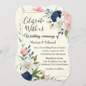 Élégant Faire-part de mariage floral Blush de la M (Devant / Derrière)