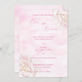 Élégant Faire-part de mariage floral Blush - modif (Devant / Derrière)