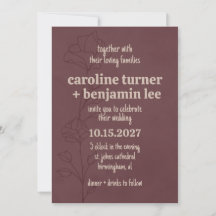 Élégant Faire-Part de Mariage Floral Bordeaux