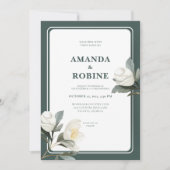 Élégant Faire-part de mariage Floral Camellia Blan (Devant)