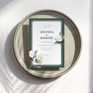 Élégant Faire-part de mariage Floral Camellia Blan