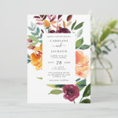 Élégant Faire-part de mariage floral d'automne (Debout devant)