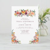 Élégant Faire-part de mariage floral de automne ro (Debout devant)