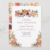 Élégant Faire-part de mariage floral de automne ro (Devant / Derrière)