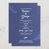 Élégant Faire-part de mariage floral de la marine (Devant / Derrière)