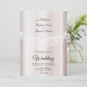 Élégant Faire-part de mariage floral dentelle blan (Debout devant)