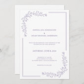 Élégant Faire-part de mariage Floral Dusty Lilac (Devant / Derrière)