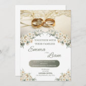 Elégant Faire-part de mariage Floral - Emma & Liam (Devant / Derrière)