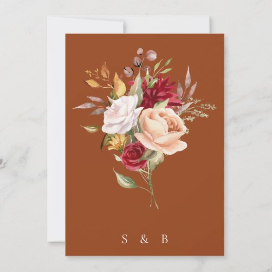 Élégant Faire-part de mariage floral en terre cuit (Dos)