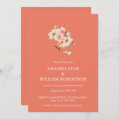 Élégant Faire-part de mariage floral en terre cuit (Devant / Derrière)