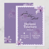 Élégant Faire-part de mariage floral - Enregistrer (Devant / Derrière)