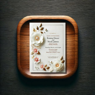 Élégant Faire-part de mariage Floral Et Or