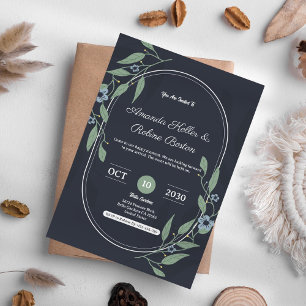 Élégant Faire-part de mariage floral foncé
