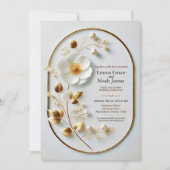 Elégant Faire-part de mariage Floral Frame Or (Devant)