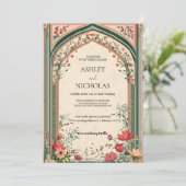 Élégant Faire-part de mariage Floral Indien (Debout devant)