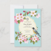 Élégant Faire-part de mariage floral japonais (Devant)