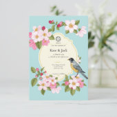 Élégant Faire-part de mariage floral japonais (Debout devant)