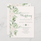 Élégant Faire-part de mariage floral Magnolia Sage (Devant / Derrière)