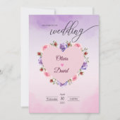 Élégant Faire-part de mariage floral moderne (Devant)