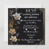 Elégant Faire-part de mariage Floral Or & Argent (Devant)