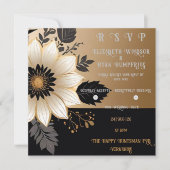 Elégant Faire-part de mariage Floral Or & Argent (Devant)