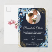 Élégant Faire-part de mariage floral par carte pos (Devant / Derrière)