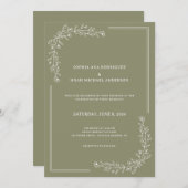 Élégant Faire-part de mariage Floral Riche Sage Ve (Devant / Derrière)