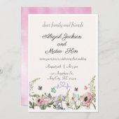 Élégant Faire-part de mariage Floral Rose (Devant / Derrière)