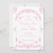 Élégant Faire-part de mariage Floral Rose (Devant)